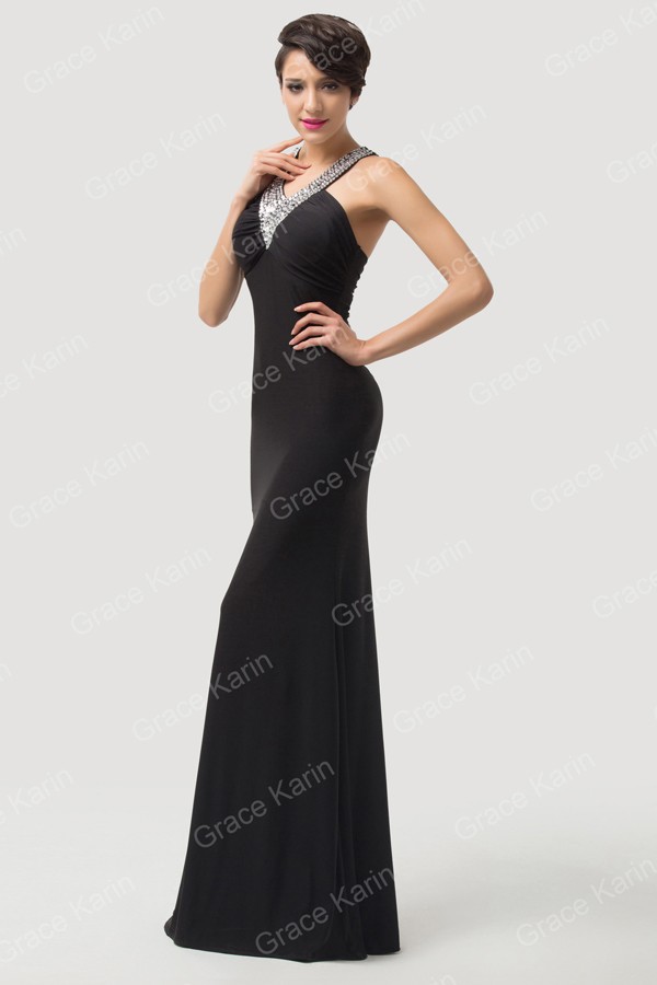 ... dress Celebrity dresses Black Beads Cheap Evening party Gown CL6157