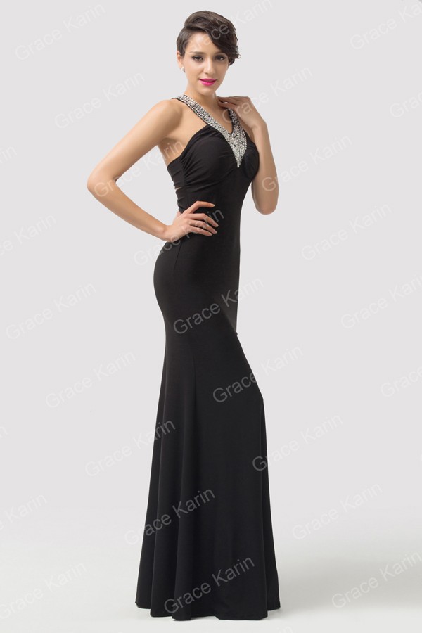 ... dress Celebrity dresses Black Beads Cheap Evening party Gown CL6157