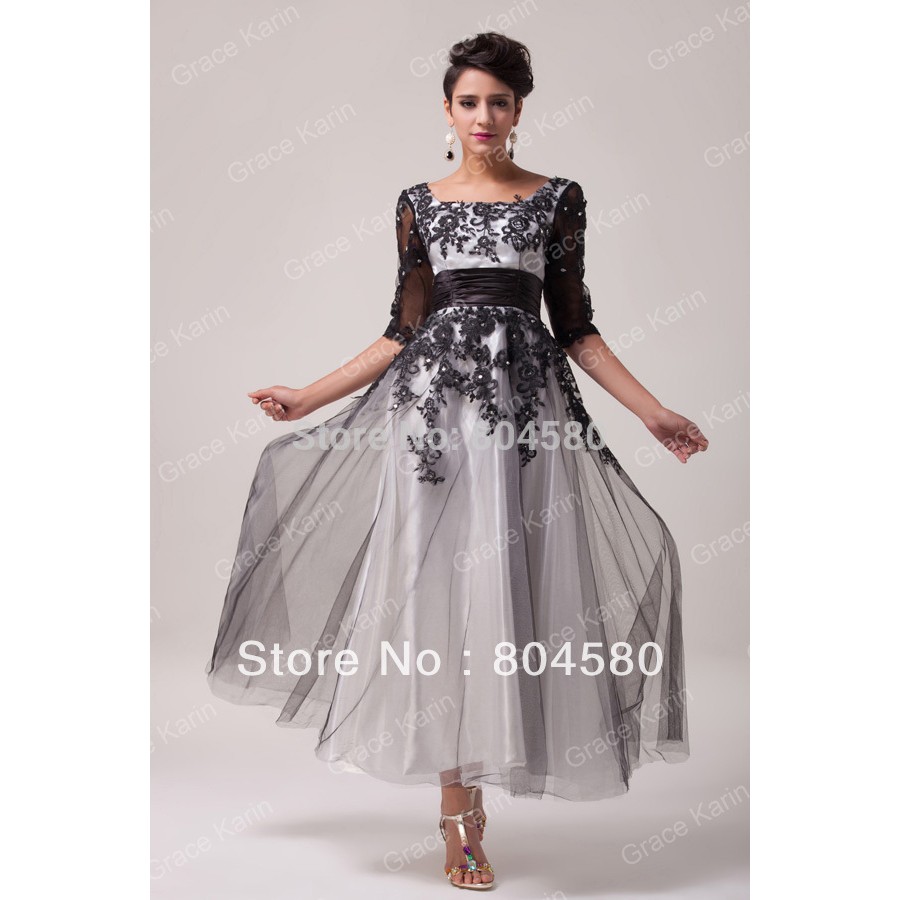 Vintage Prom Dresses Lace Half Sleeve