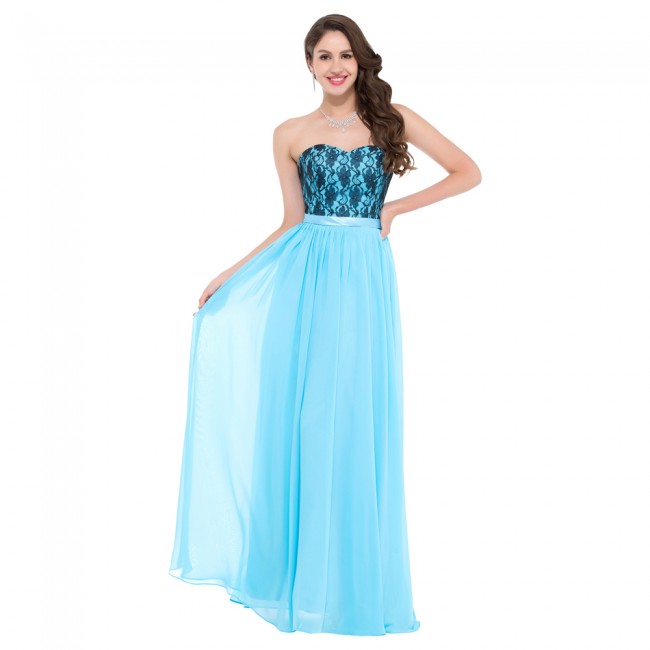 Cheap Floor length Corset Appliques Blue Long Bridesmaid Dress Party Wedding Guest Dresses 