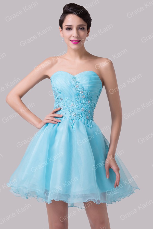Sexy Beaded Ball Gown Blue Pattern Formal prom Gowns Short Cocktail ...