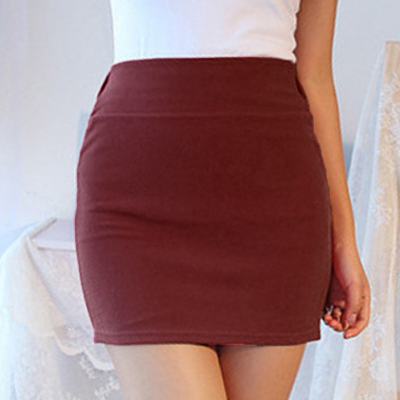 A-Line-Casual-Sexy-Slim-Fit-Tight-Pencil-Womens-Ladies-Solid-Color-Cotton-Simple-Skirt-Casaul-Short--33047929517