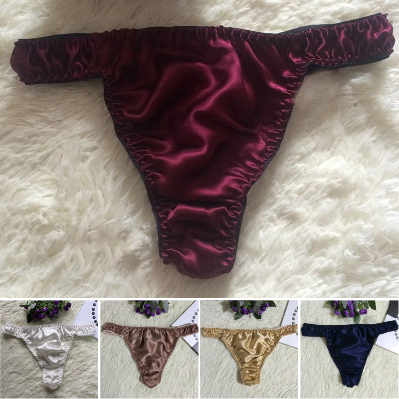 Men-Underpants-Lingerie-Silk-Briefs-Panties-Solid-Underwear-Sexy-Low-Rise-Thongs-Comfortable-4000105025996